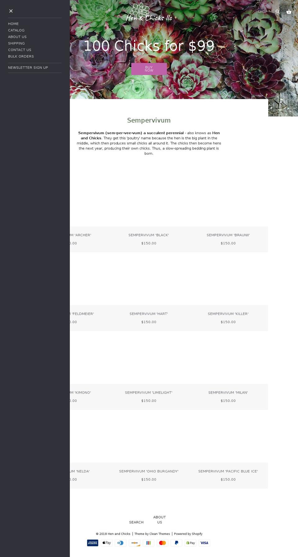 henandchicksllc.com — Shopify storefront screenshot