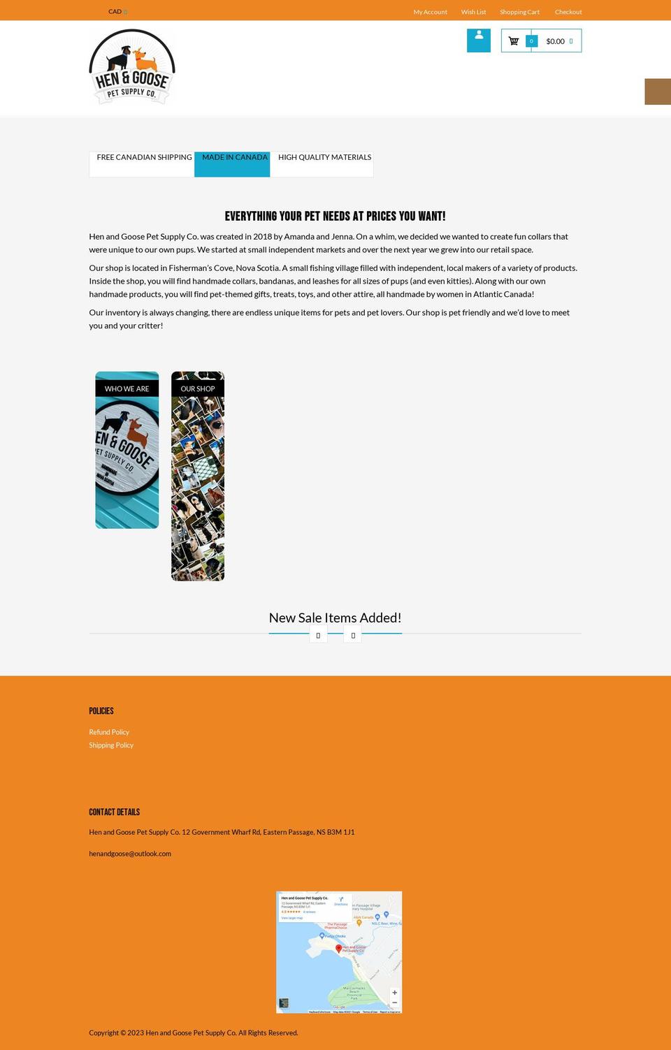 henandgoose.com shopify website screenshot