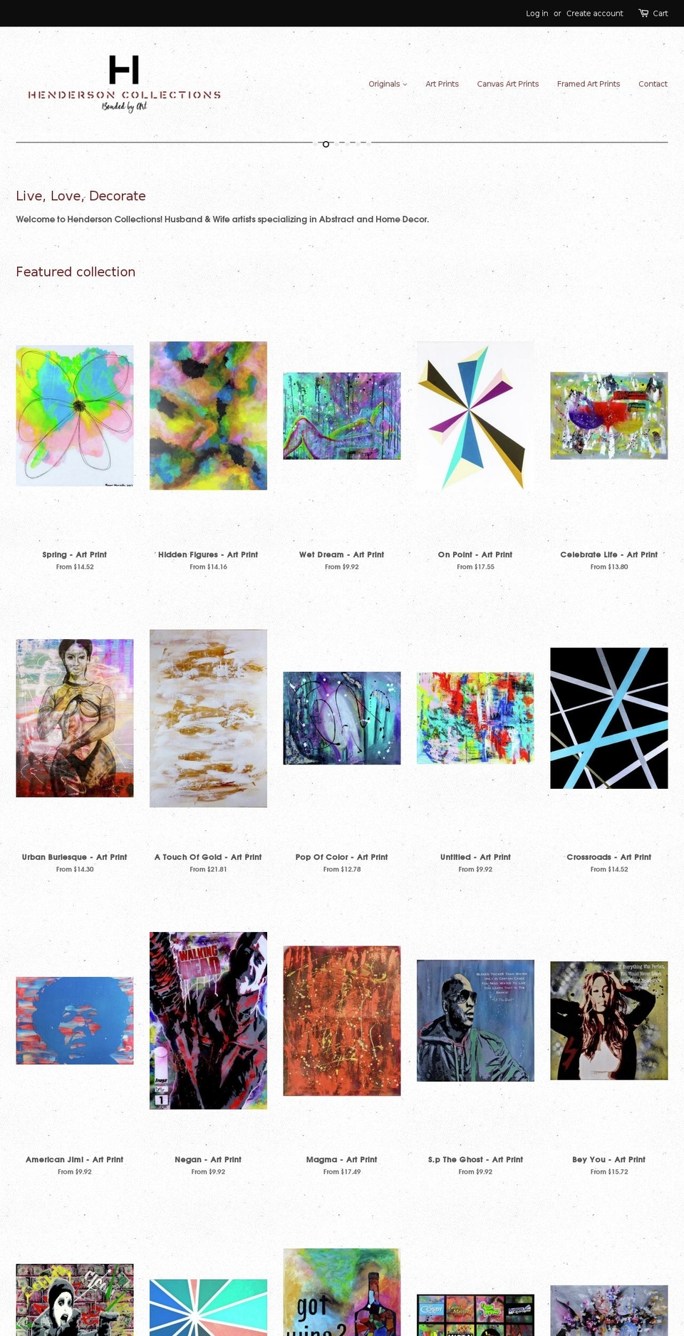 hendersoncollections.com shopify website screenshot