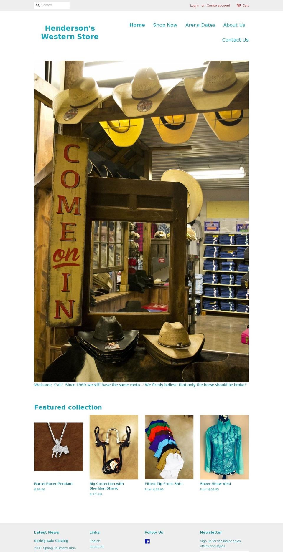 hendersonswesternstore.com shopify website screenshot