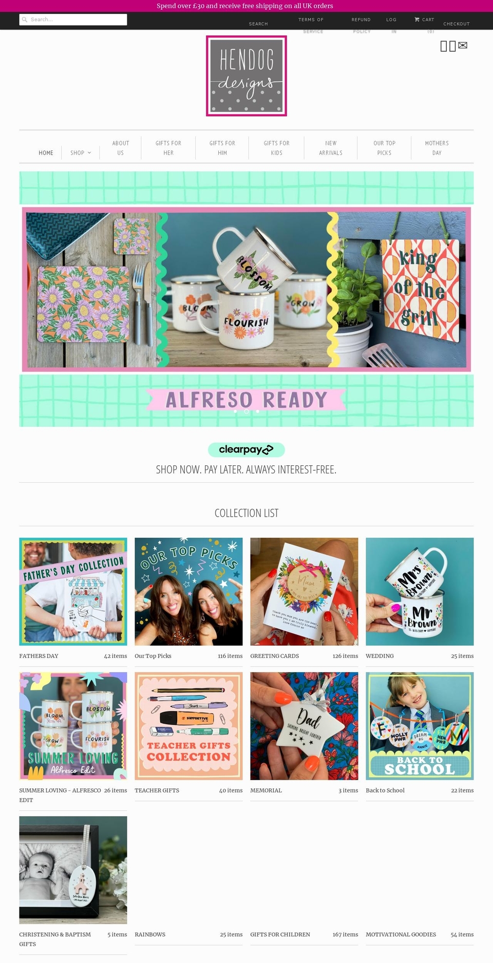 hendogdesigns.co.uk shopify website screenshot