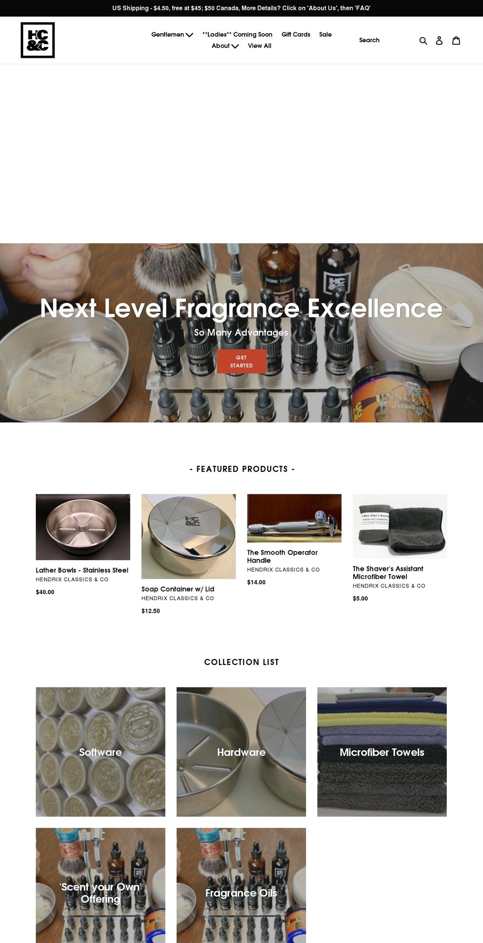 hendrixclassics.com — Shopify storefront screenshot