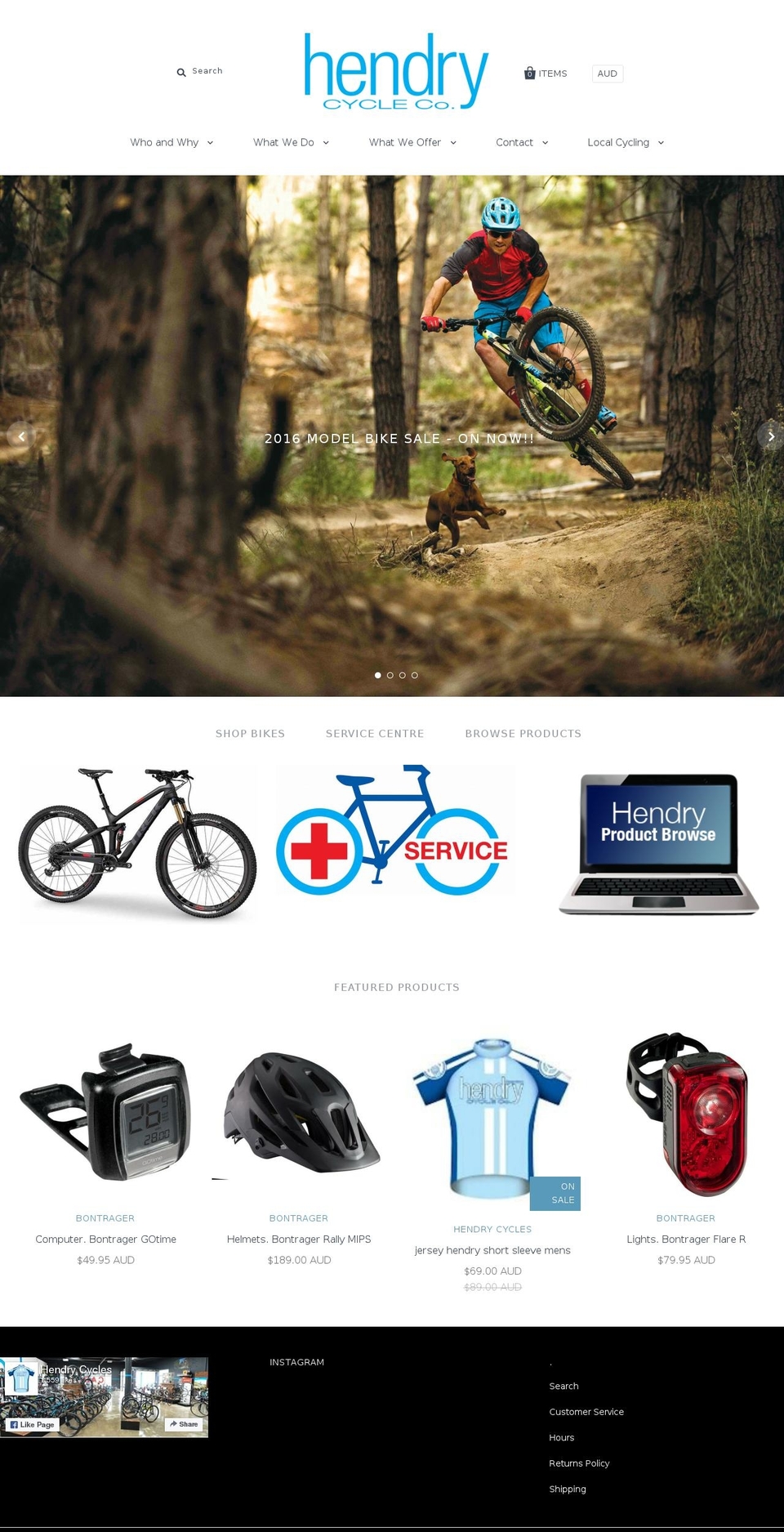 hendrycycles.com.au shopify website screenshot