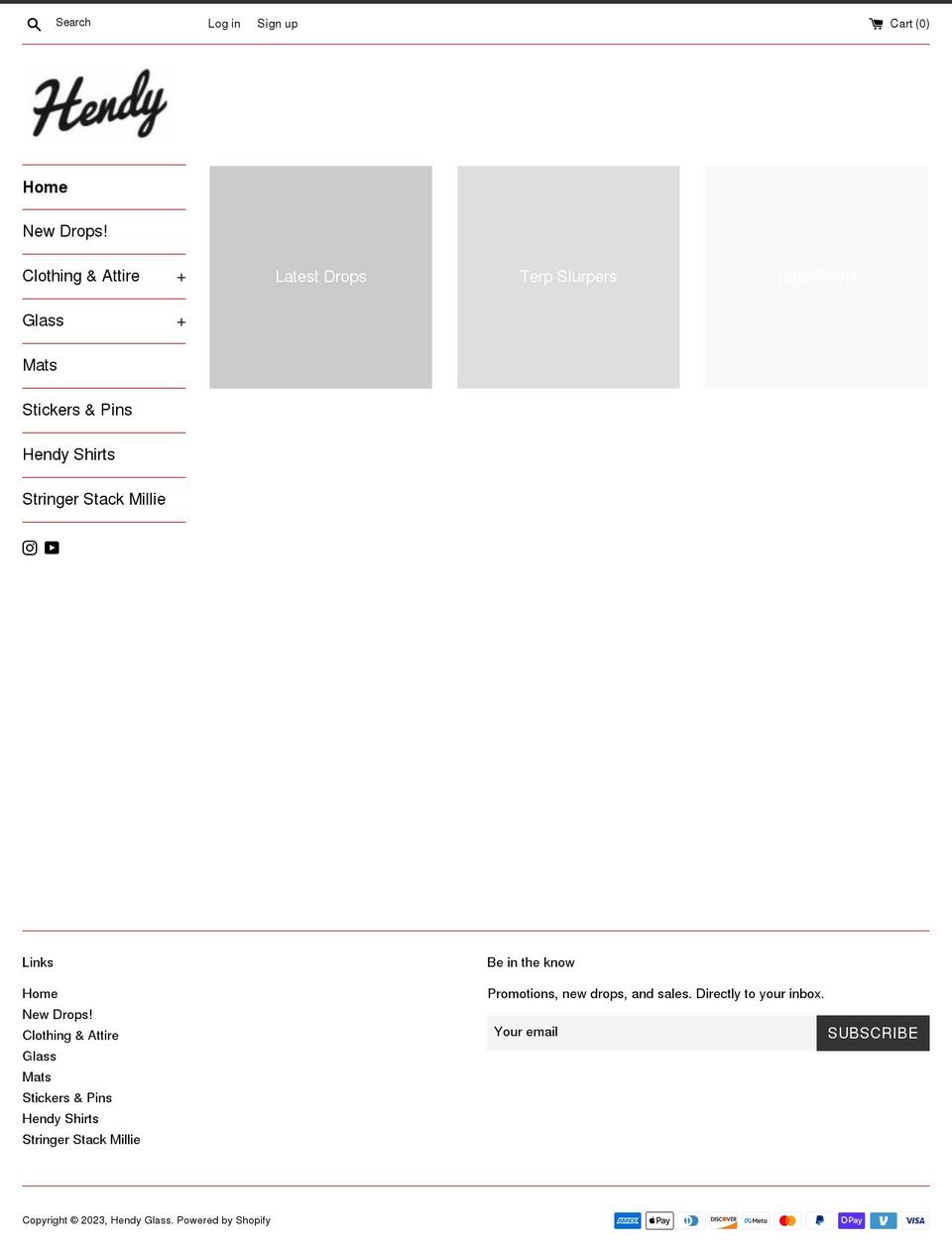 hendyglass.myshopify.com shopify website screenshot