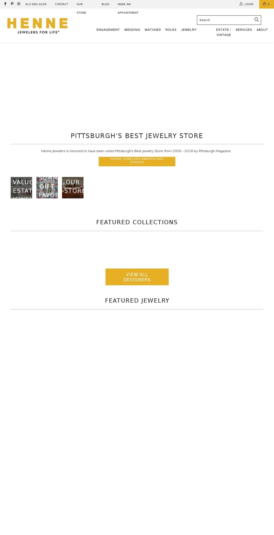 hennejewelers.com shopify website screenshot