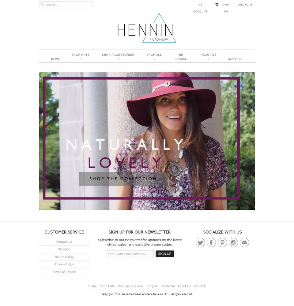 hennenheadwear.com shopify website screenshot