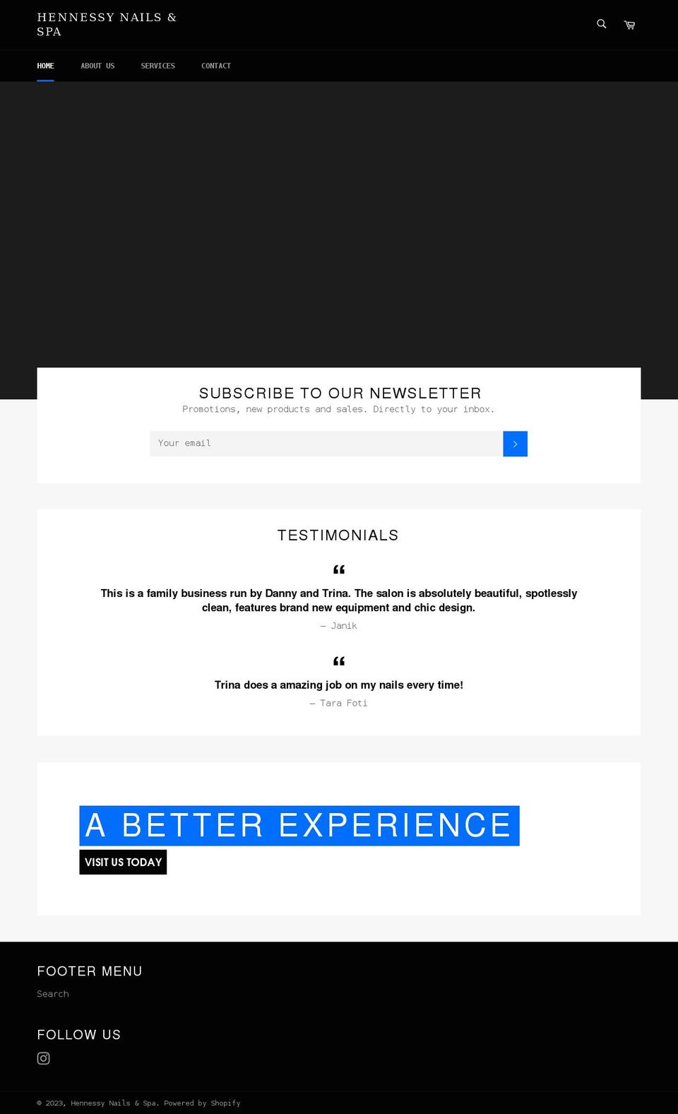 hennessynailsspa.com shopify website screenshot