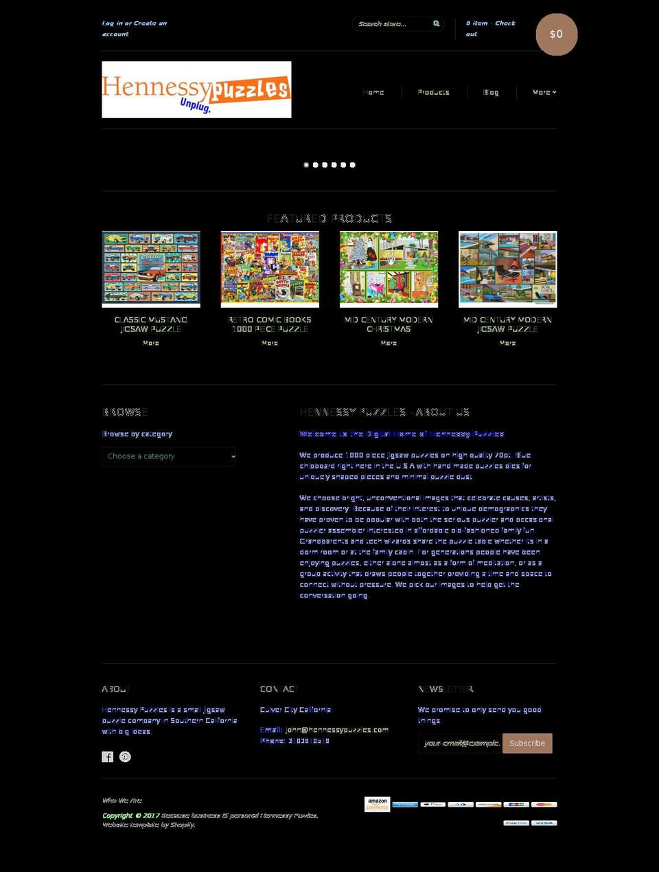 hennessypuzzles.com shopify website screenshot