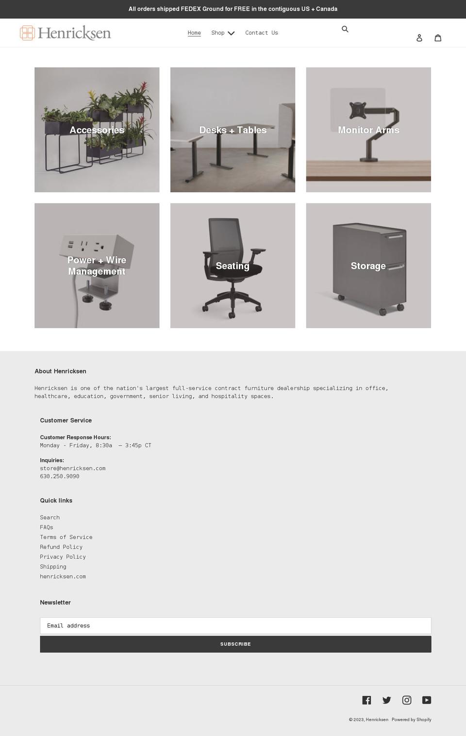 henricksen.store shopify website screenshot