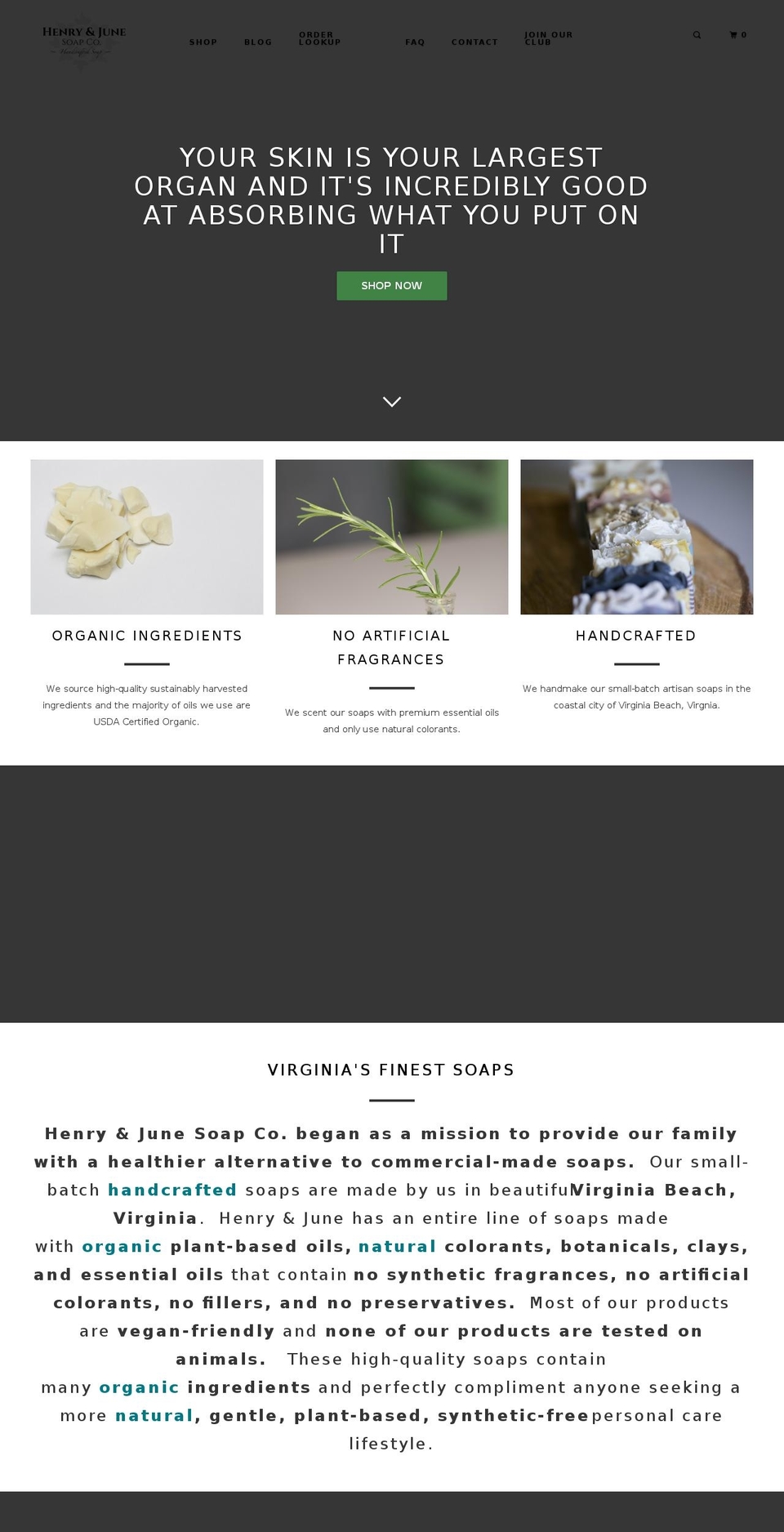 henryandjunesoap.com — Shopify storefront screenshot