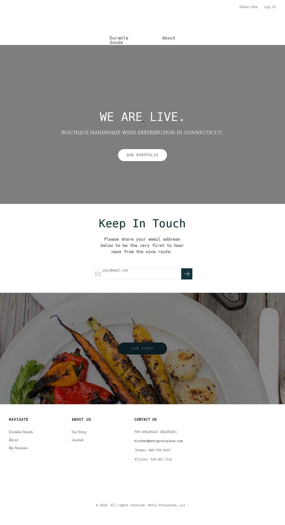 henryprovisions.com shopify website screenshot