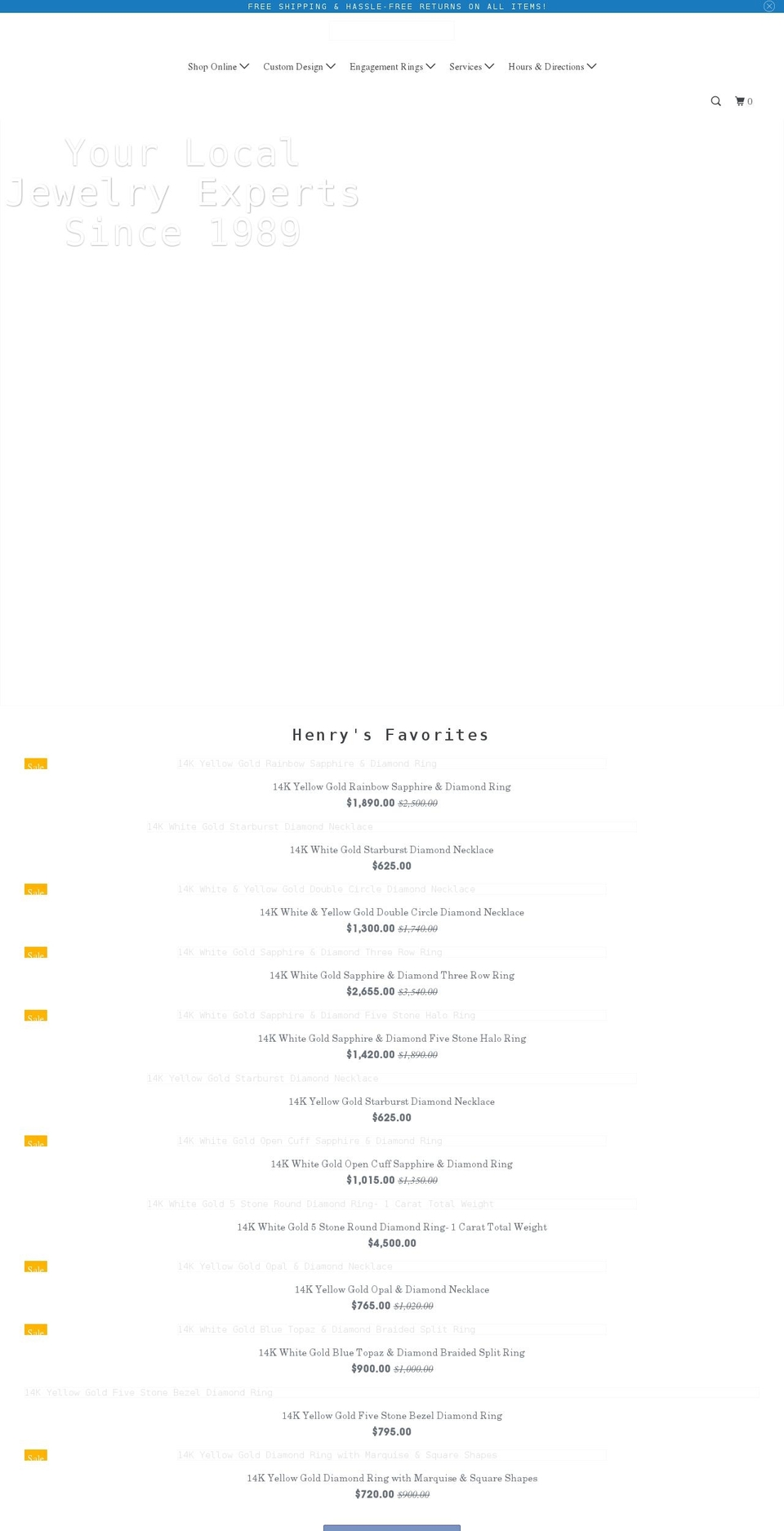 henrysfinejewelry.com shopify website screenshot