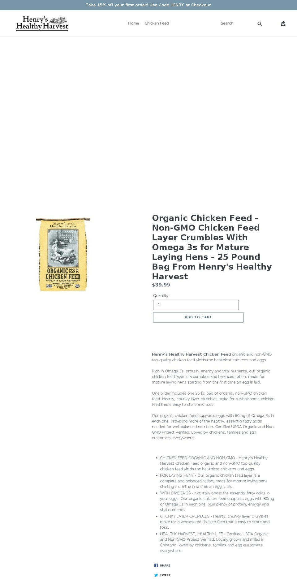 henryshealthyharvest.com — Shopify storefront screenshot