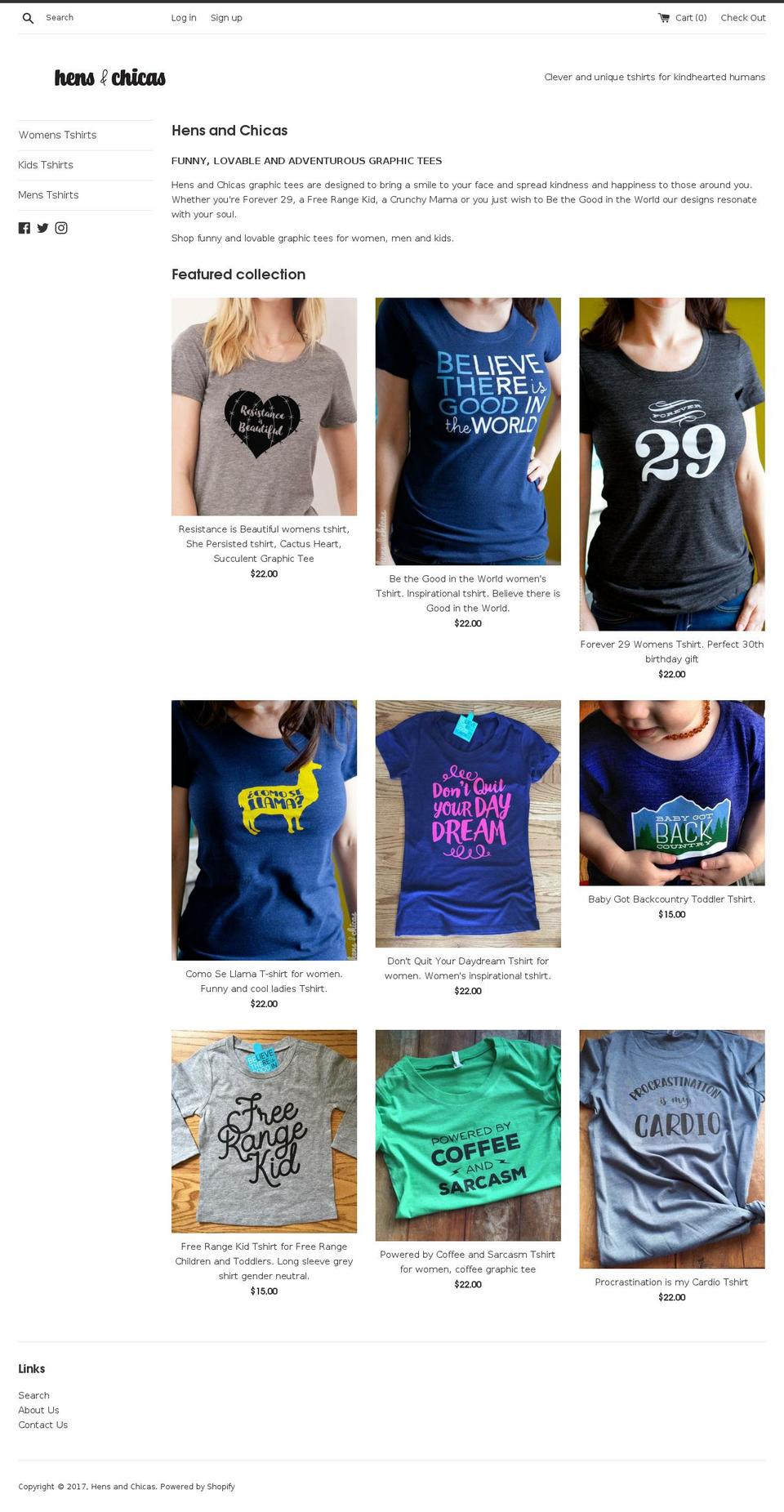 hensandchicas.com shopify website screenshot