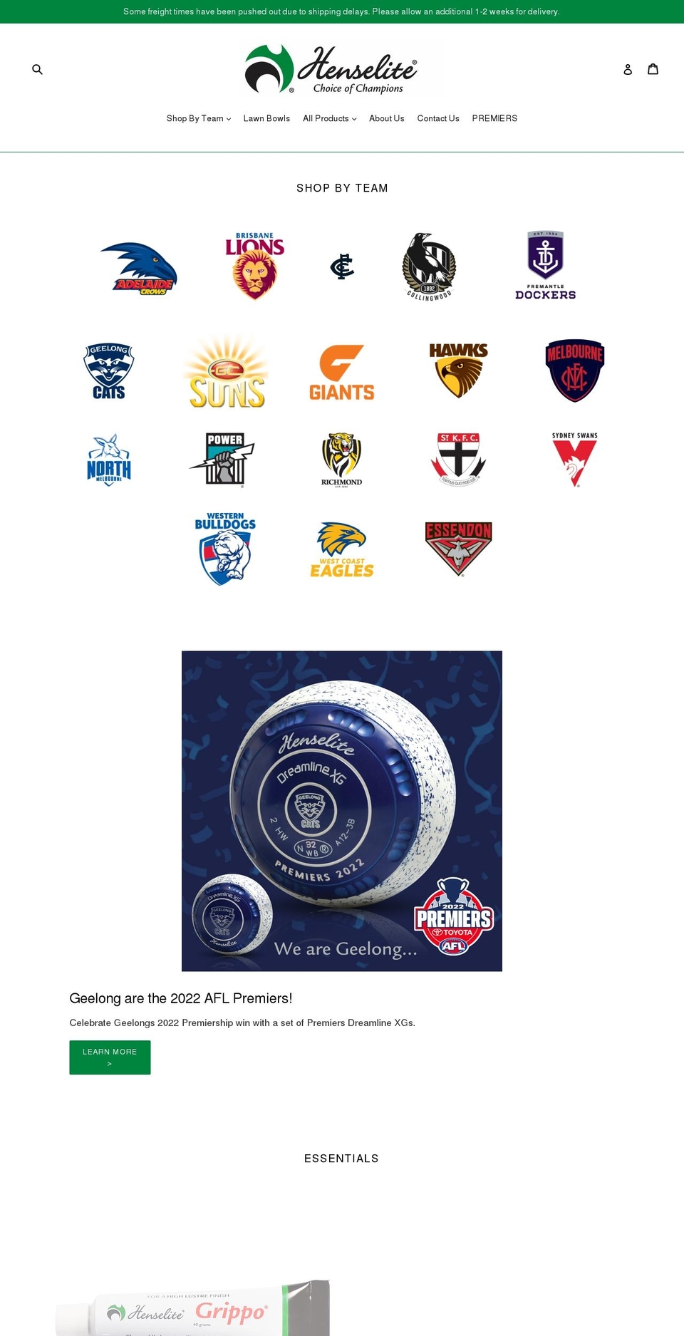 henselitefootybowls.com.au shopify website screenshot