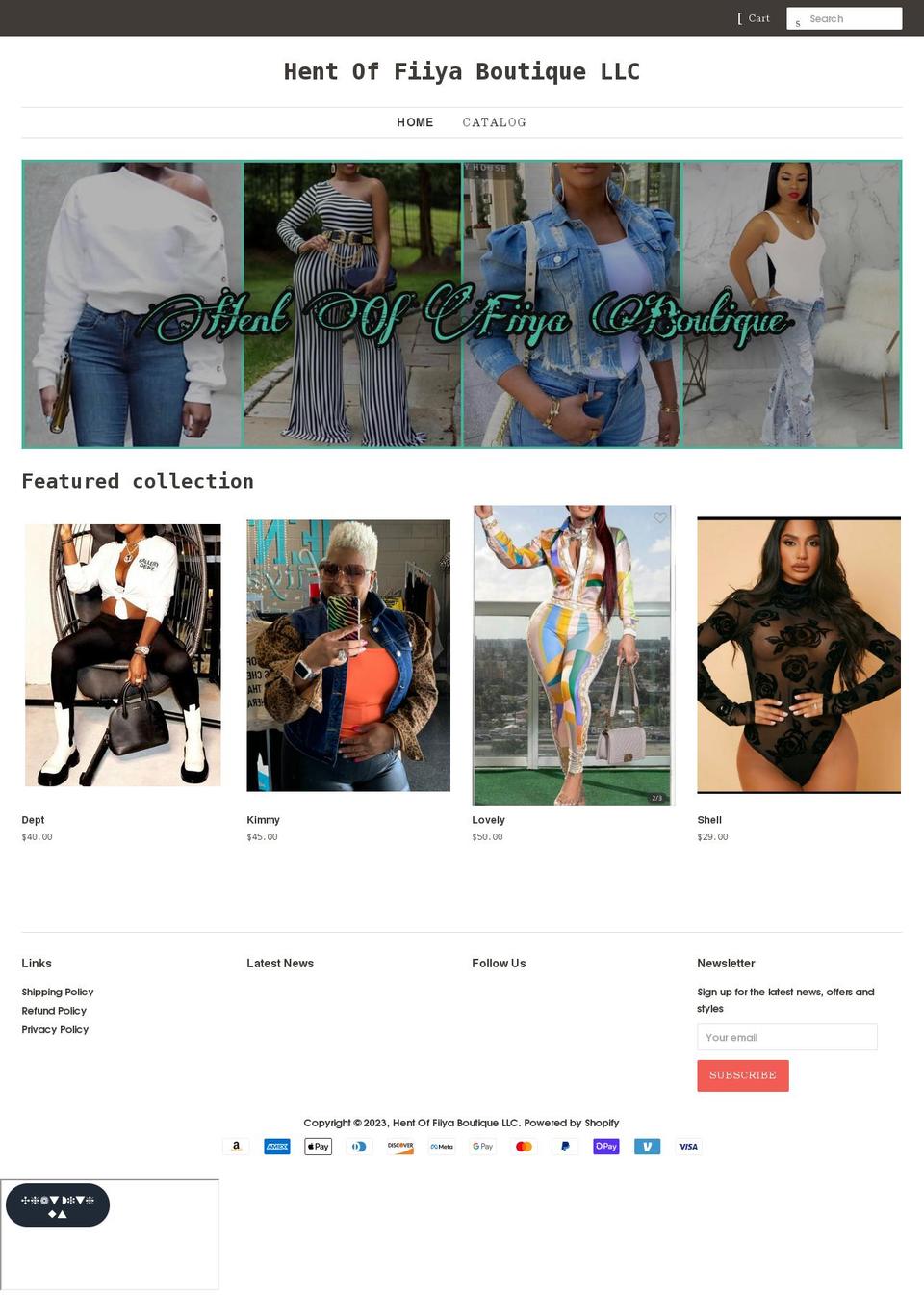 hentoffiiyaboutique.com shopify website screenshot