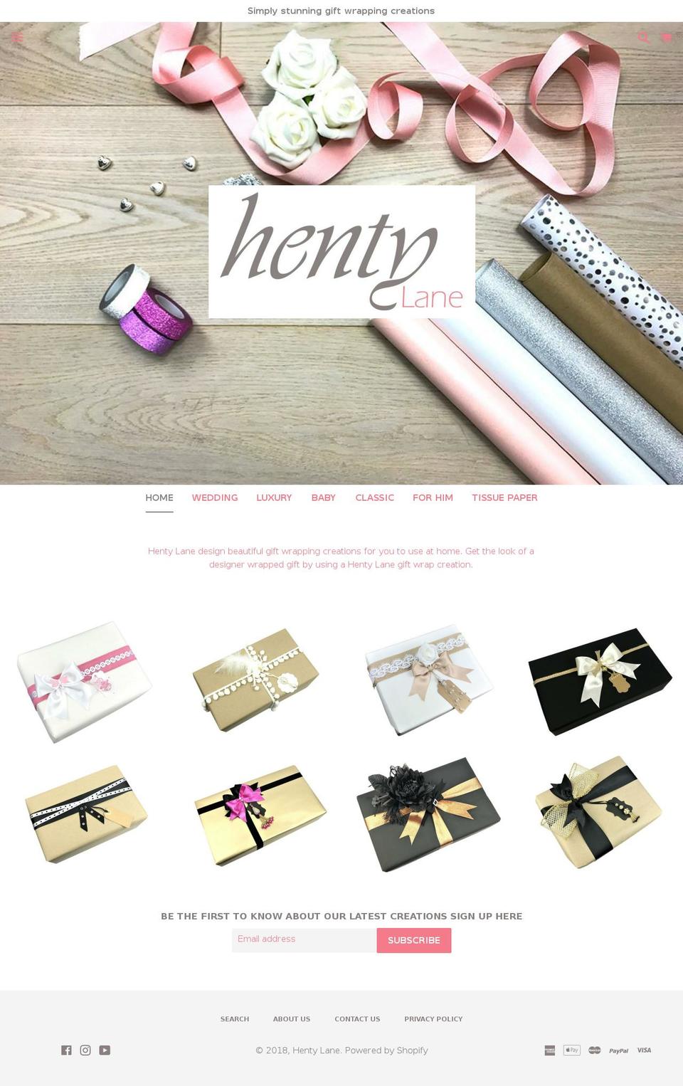 hentylane.co.uk shopify website screenshot