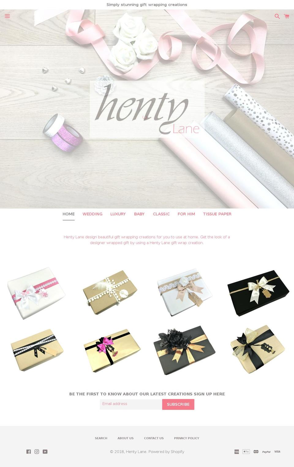 hentylane.com — Shopify storefront screenshot