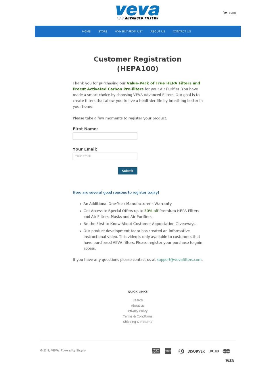 hepa100.com — Shopify storefront screenshot