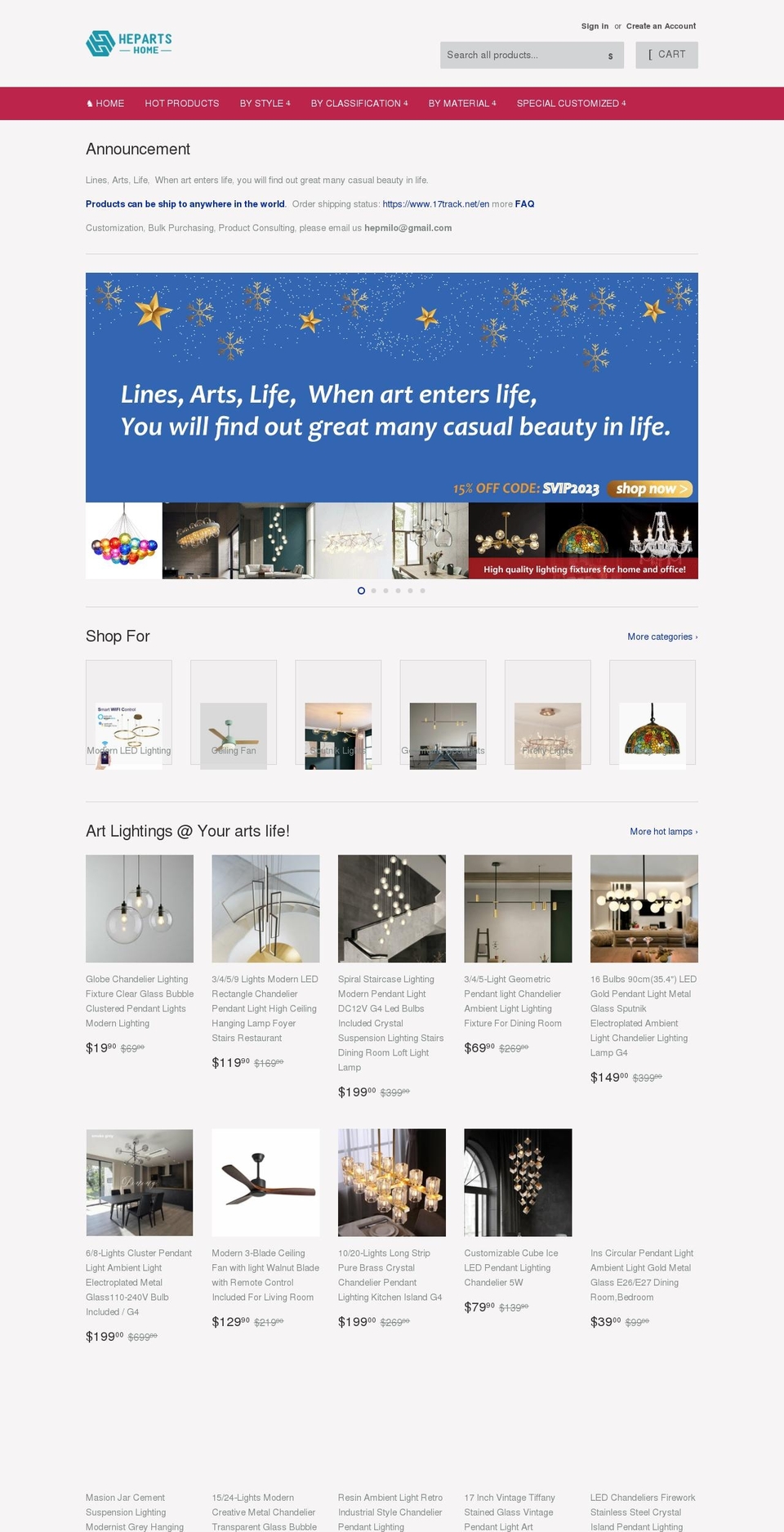 hepartshome.com shopify website screenshot