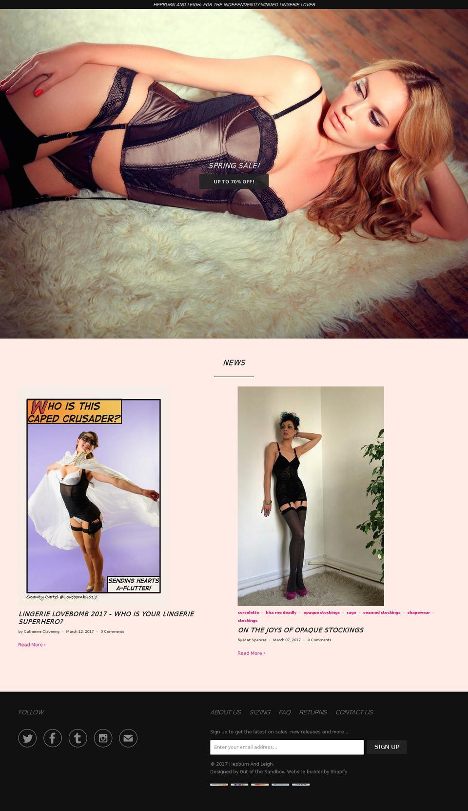 hepburnandleigh.com shopify website screenshot