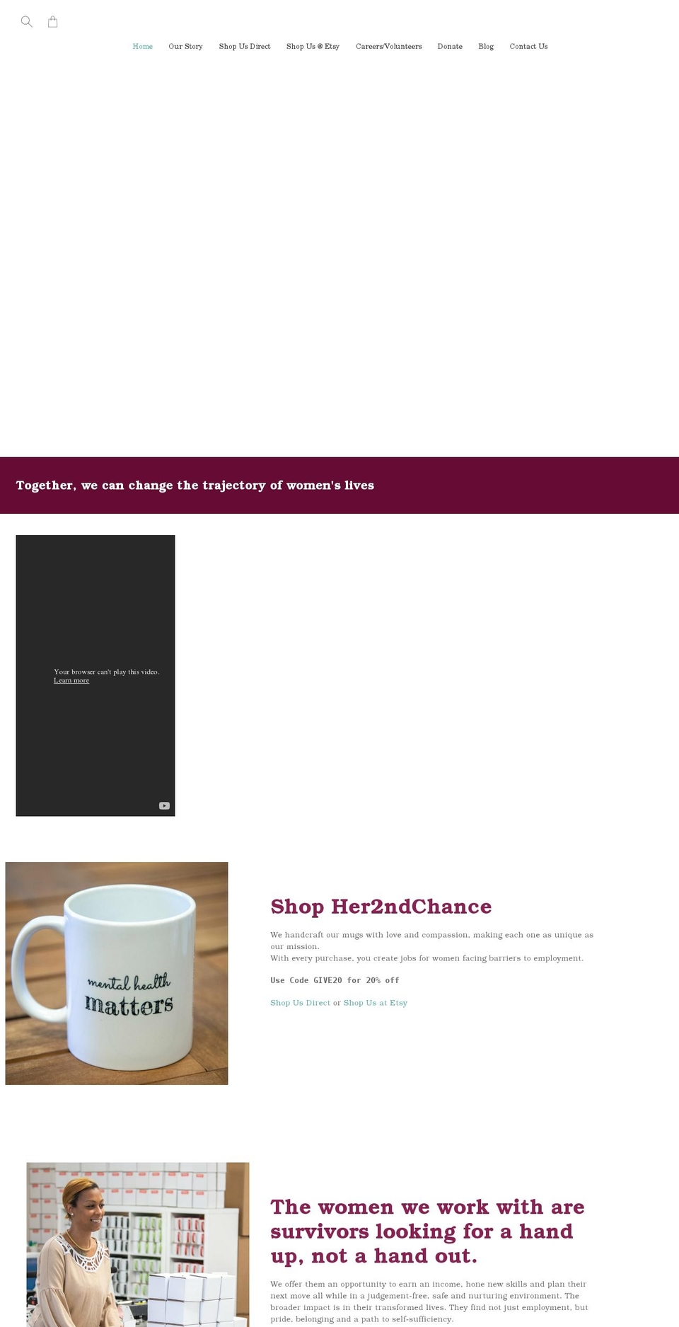 her2ndchance.org shopify website screenshot