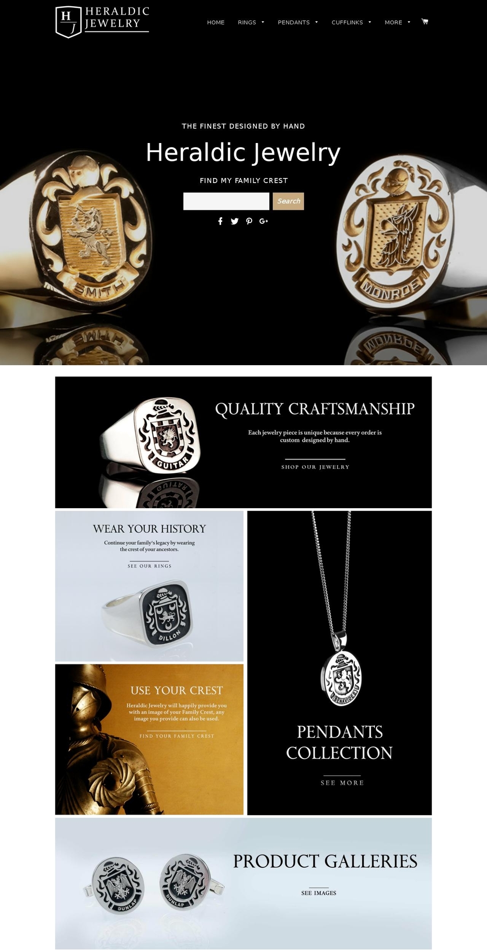 heraldicjewelry.com shopify website screenshot