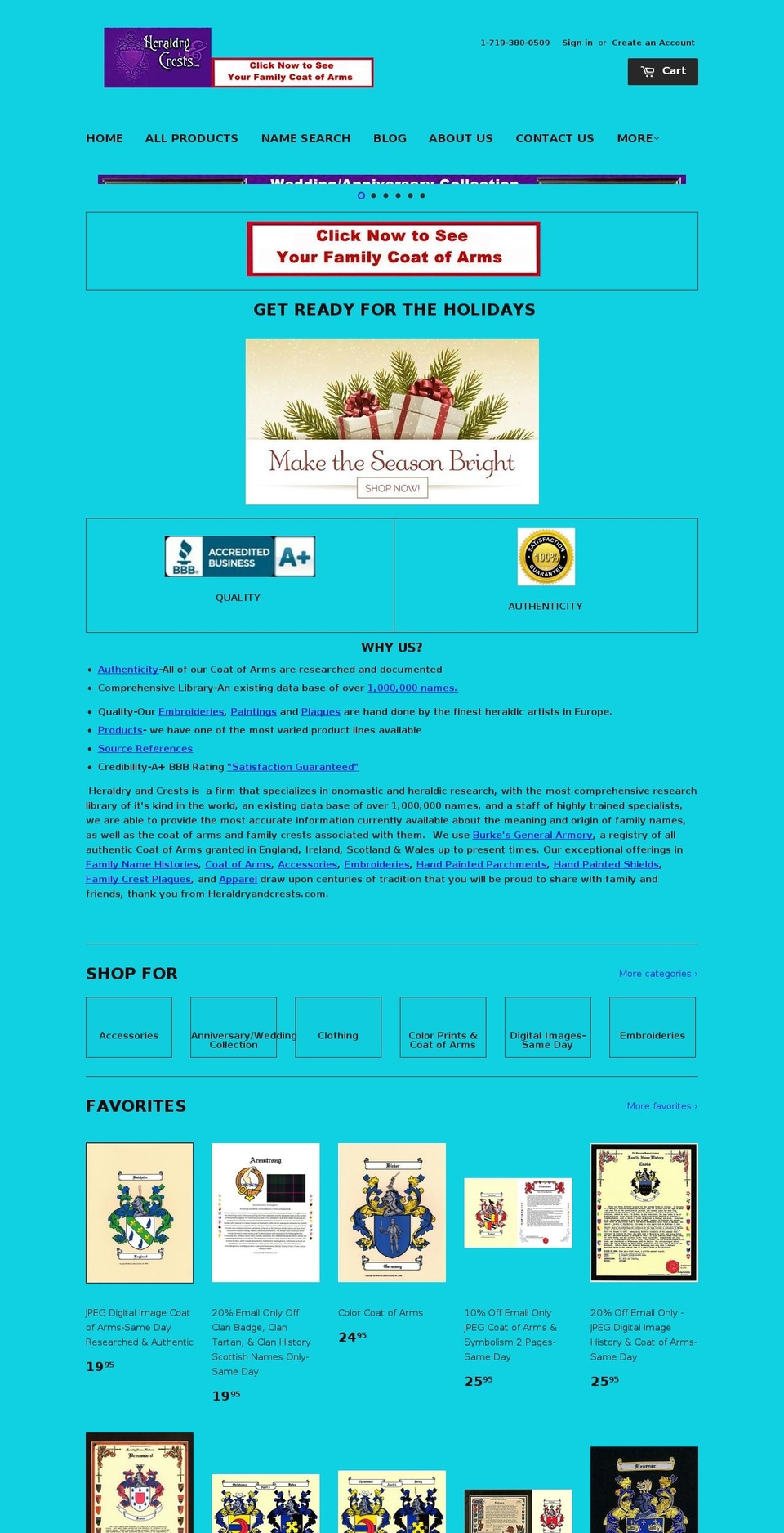 heraldry-crests.myshopify.com — Shopify storefront screenshot