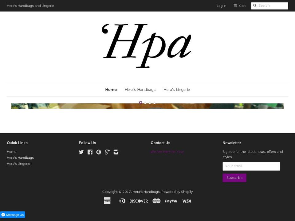 herashandbags.com shopify website screenshot