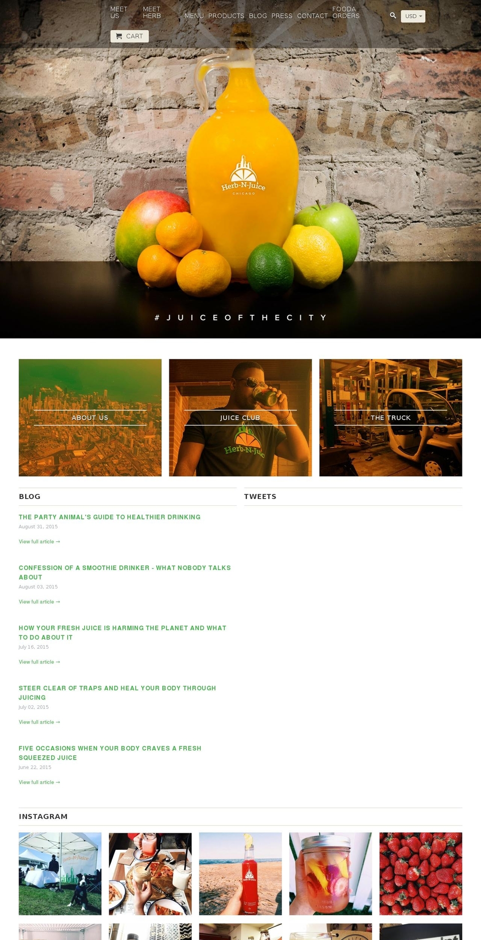 herb-n-juice.com shopify website screenshot