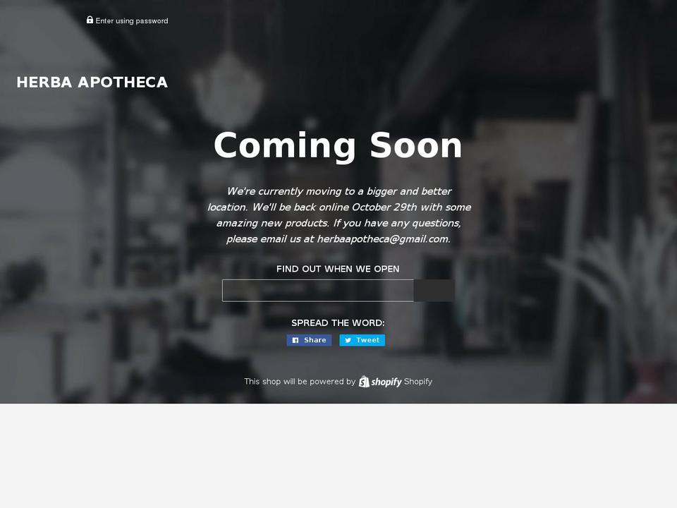 herbaapotheca.com — Shopify storefront screenshot