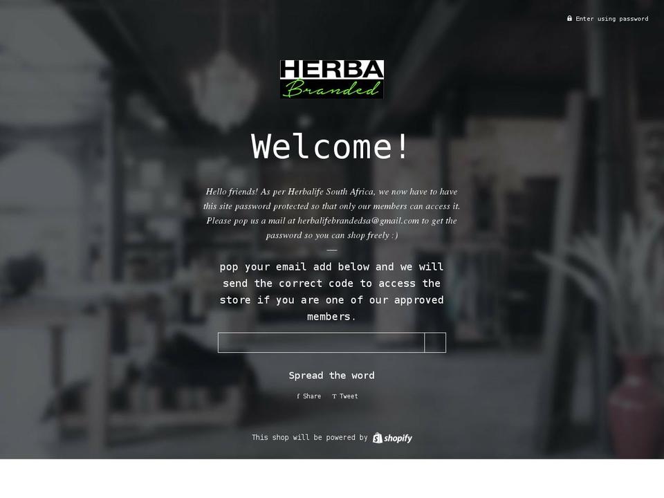 herbabranded.co.za shopify website screenshot