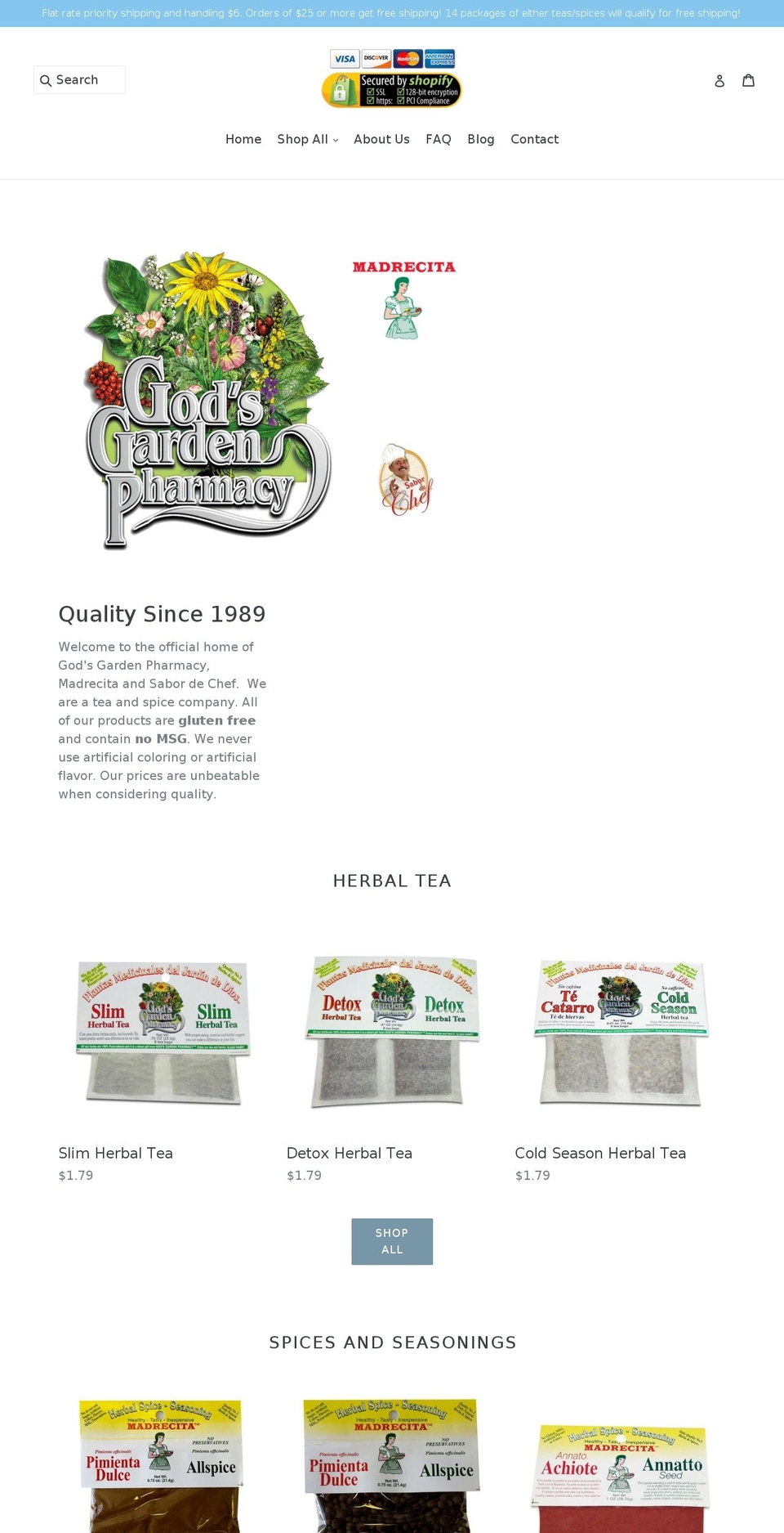 herbal-teas-spices.com — Shopify storefront screenshot
