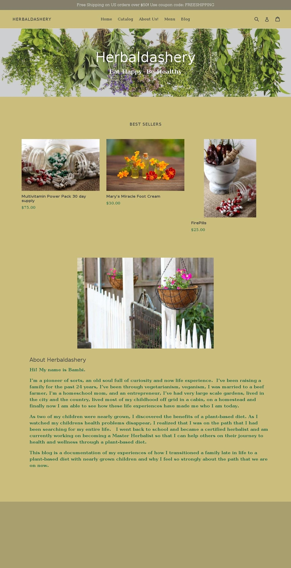 herbaldashery.com — Shopify storefront screenshot