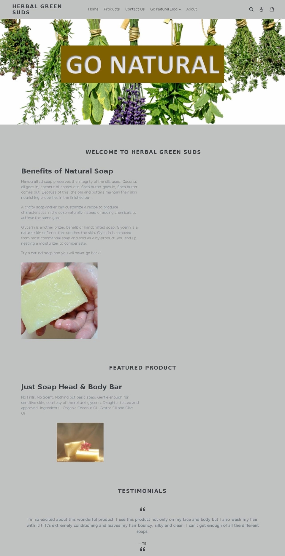 herbalgreensuds.com shopify website screenshot