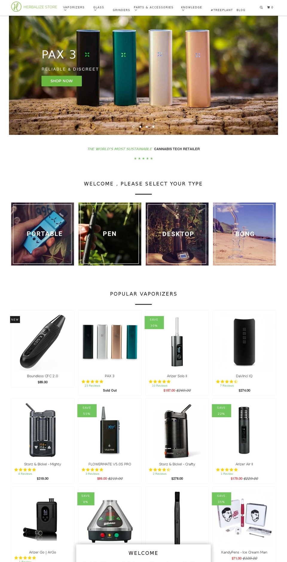 herbalizeshop.com shopify website screenshot