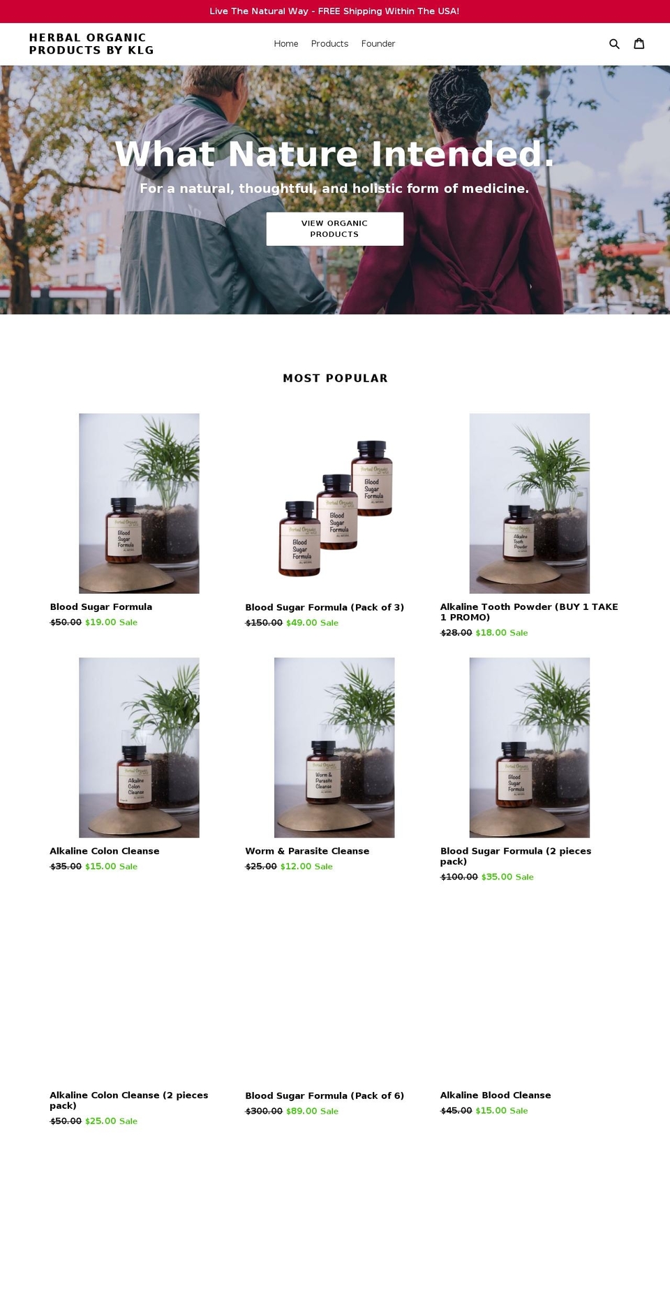 herbalorganicproducts.com shopify website screenshot