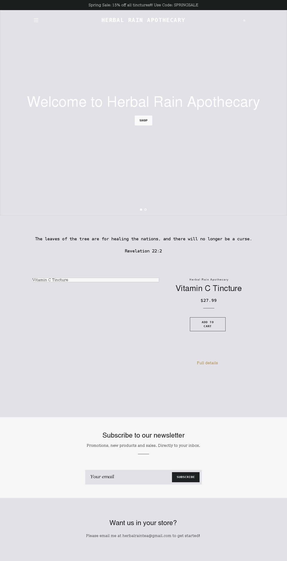 herbalrain.org shopify website screenshot