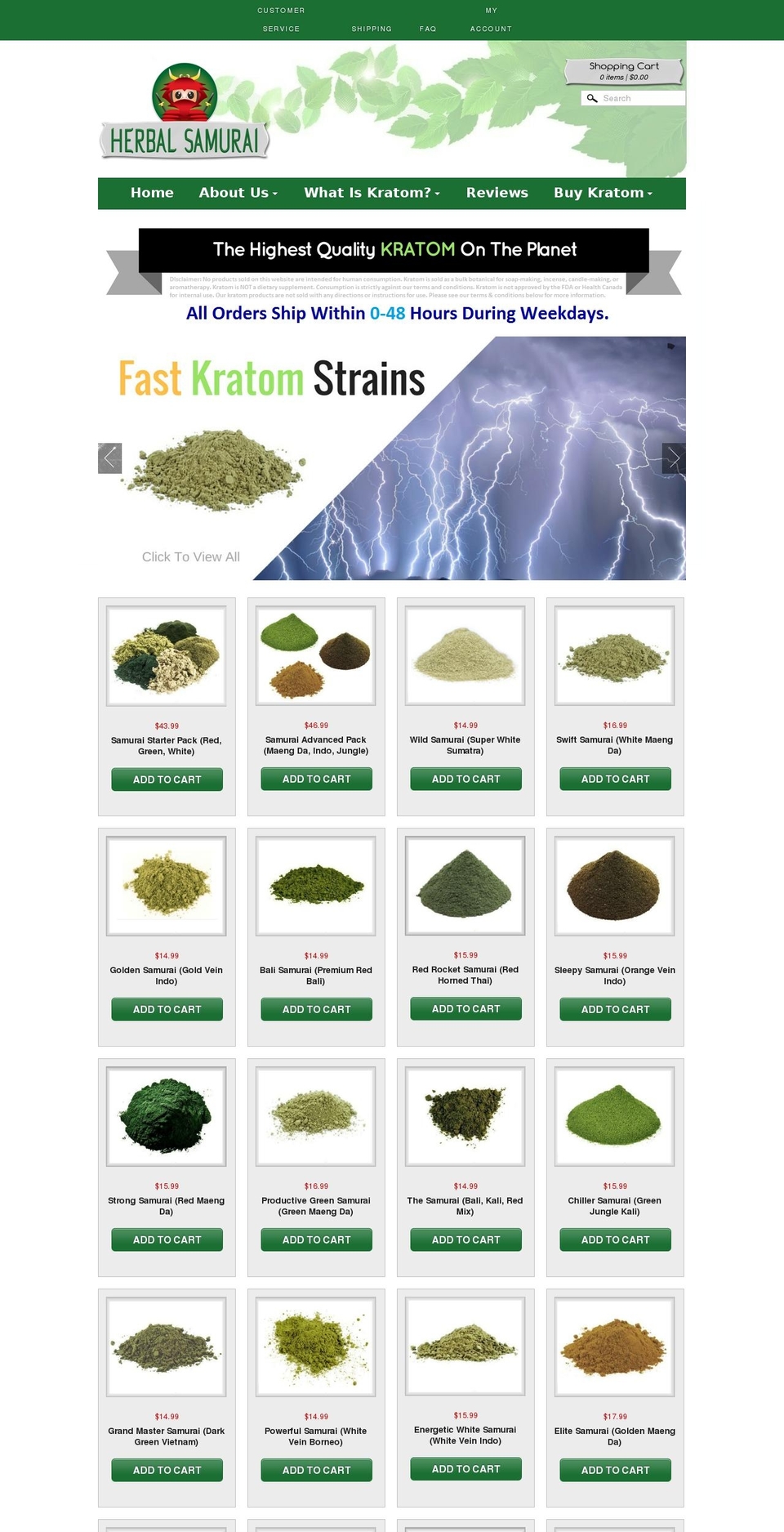 herbalsamurai.com shopify website screenshot
