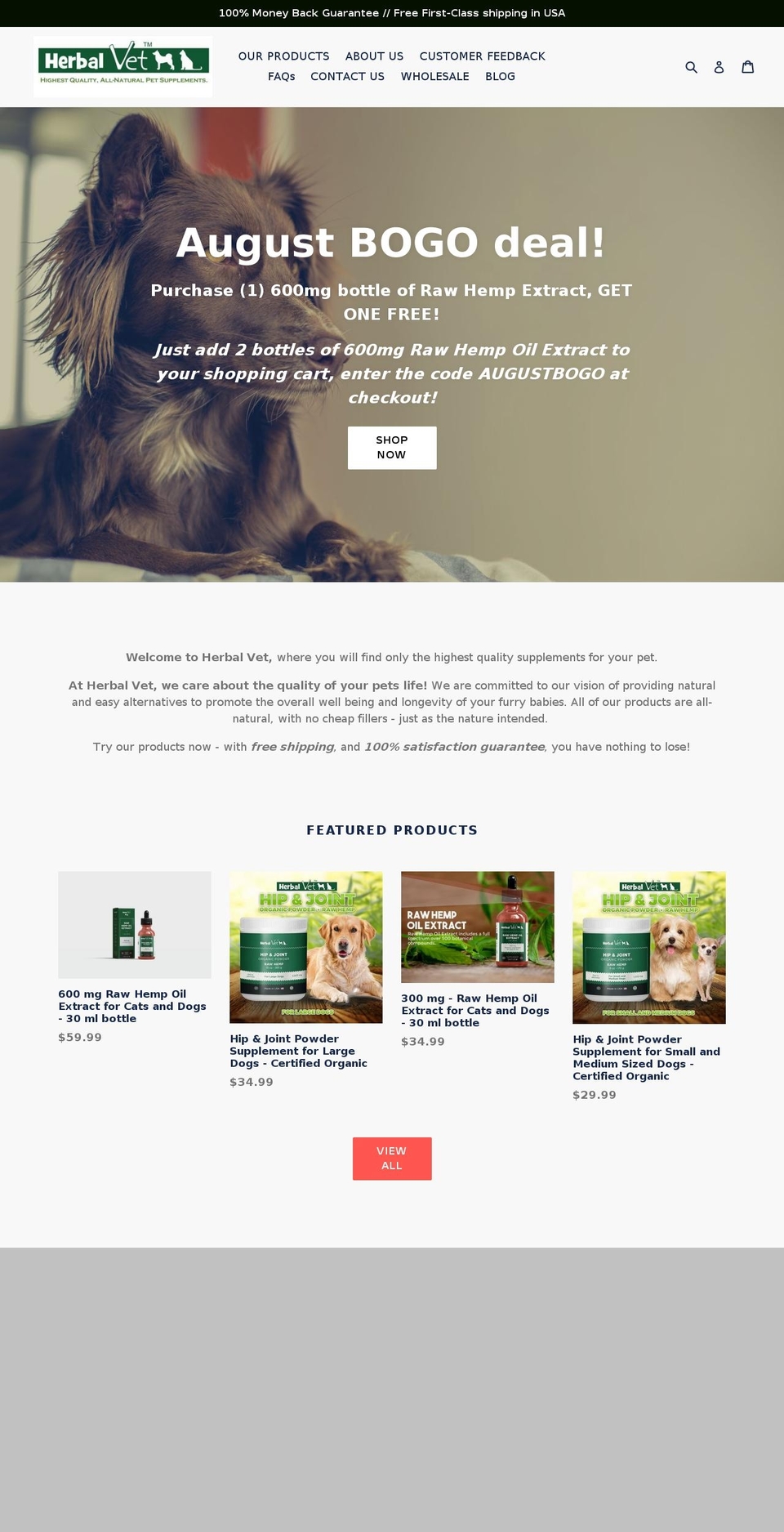 herbalvetusa.com shopify website screenshot