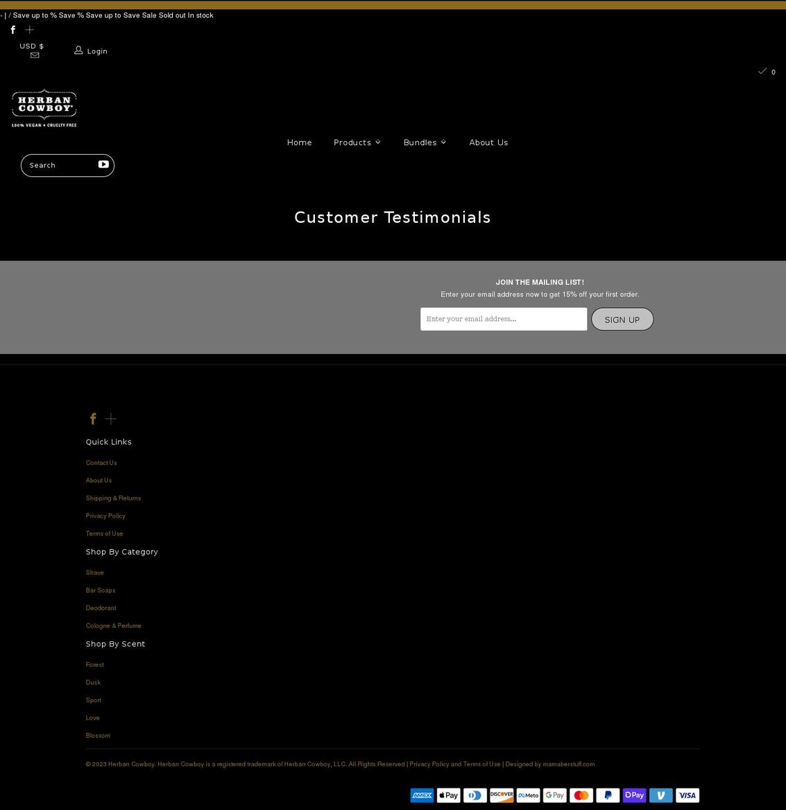 herbancowboy.com shopify website screenshot