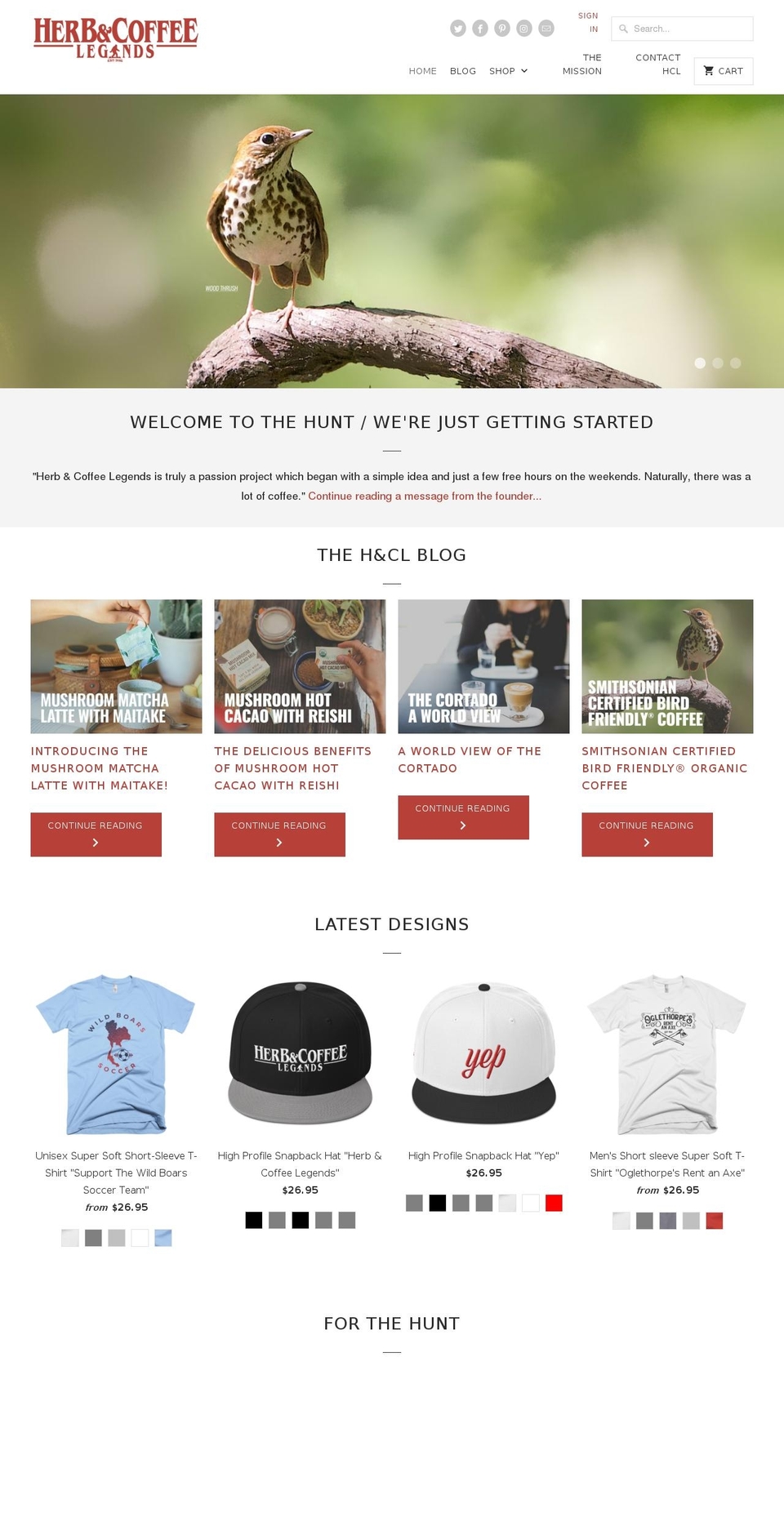 herbandcoffeelegends.com shopify website screenshot
