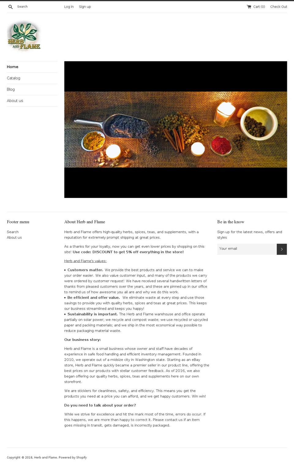 herbandflame.net shopify website screenshot