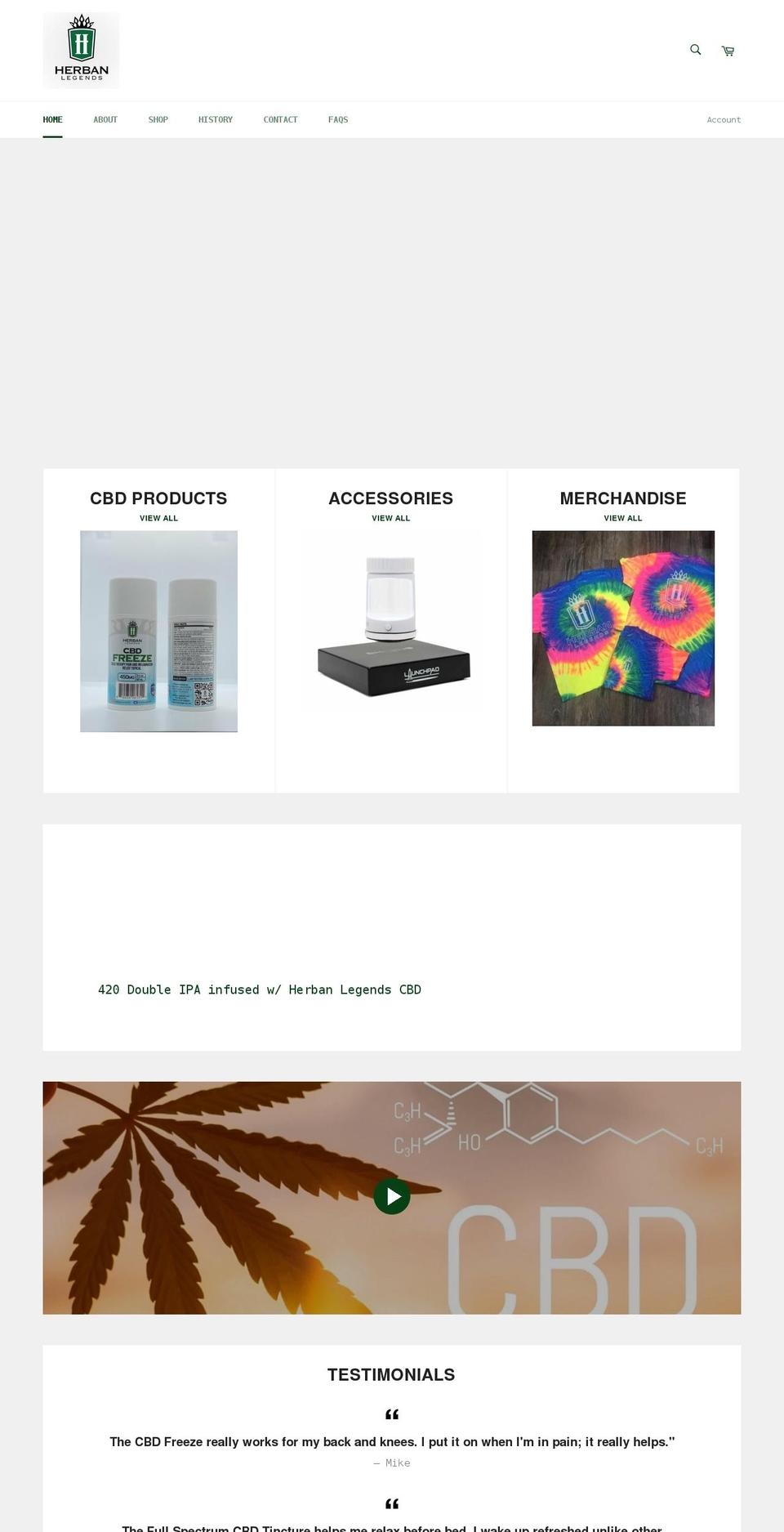 herbanlegends.net shopify website screenshot