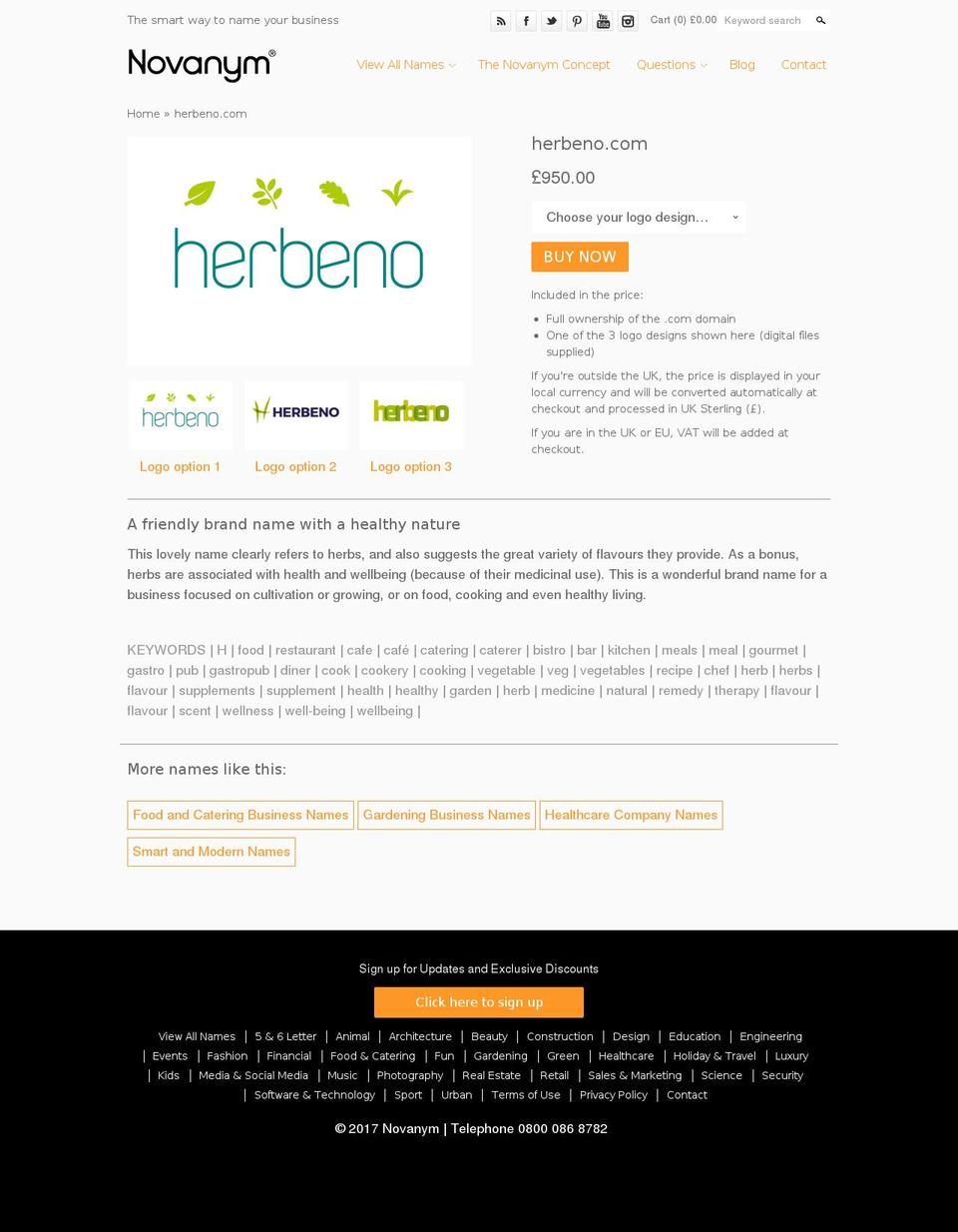 herbeno.com shopify website screenshot