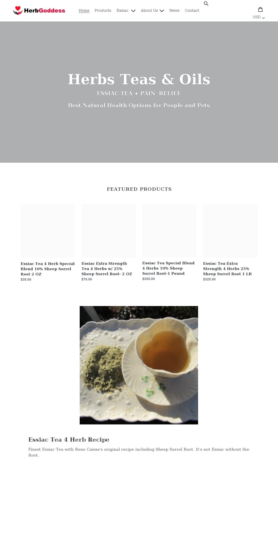 herbgoddess.net shopify website screenshot