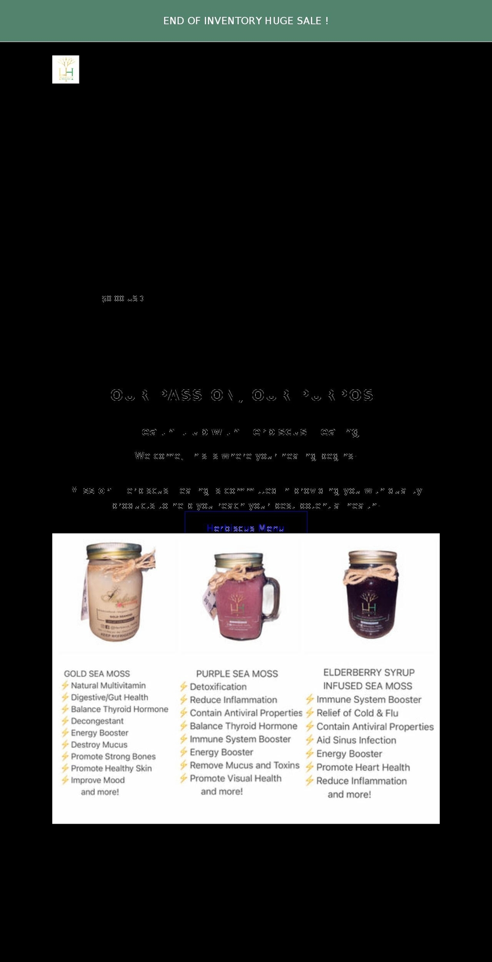 herbiscushealing.com shopify website screenshot