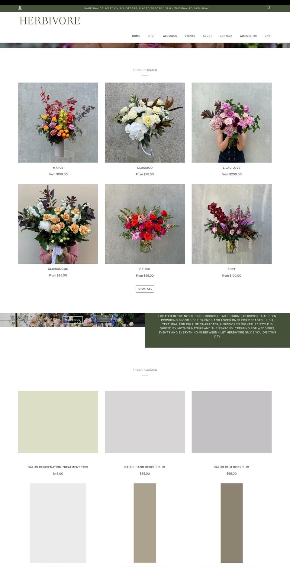 herbivore.net.au shopify website screenshot