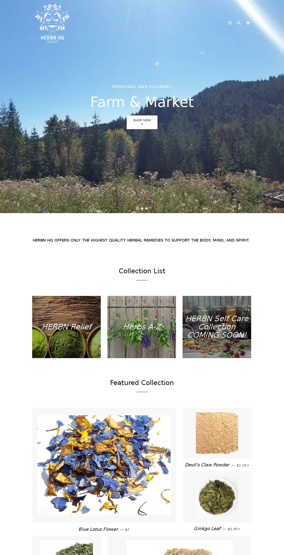 herbnhq.com — Shopify storefront screenshot