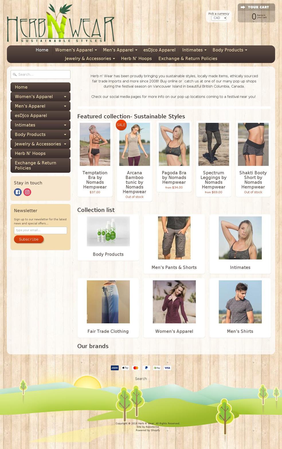 herbnwear.net shopify website screenshot